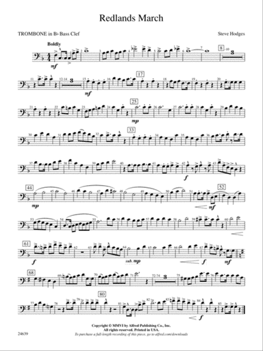 Redlands March: (wp) 1st B-flat Trombone B.C.