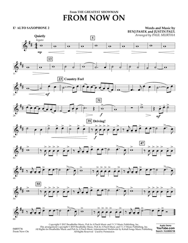 From Now On (from The Greatest Showman) (arr. Paul Murtha) - Eb Alto Saxophone 2