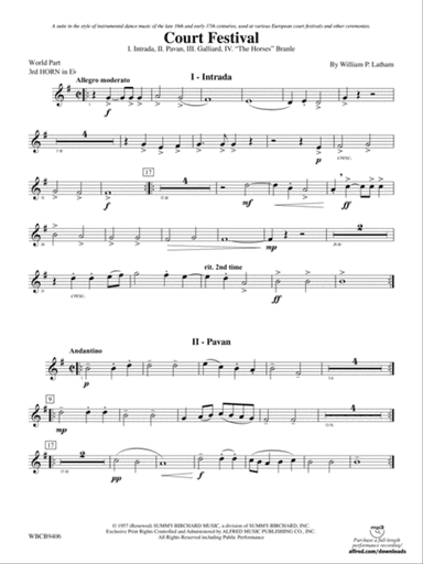 Court Festival (Suite for Concert Band): (wp) 3rd Horn in E-flat