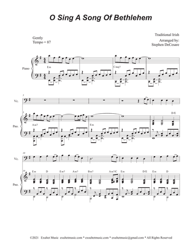 O Sing A Song Of Bethlehem (Cello solo and Piano)