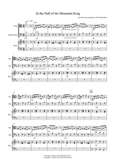 In the Hall of the Mountain King for Viola and Double Bass Duet