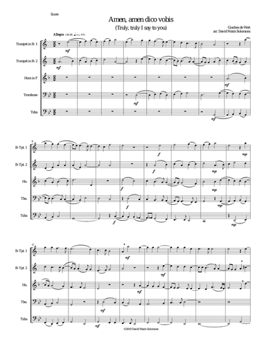 Amen Amen dico vobis (Truly truly I say to you) for brass quintet