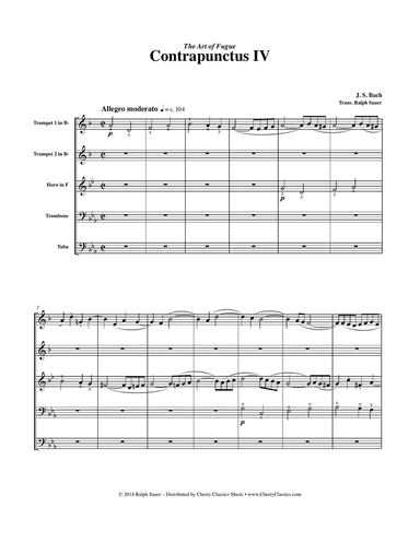 Contrapunctus IV from "The Art of Fugue" for Brass Quintet