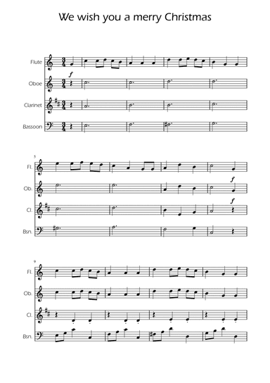 We Wish You a Merry Christmas - Woodwind Quartet