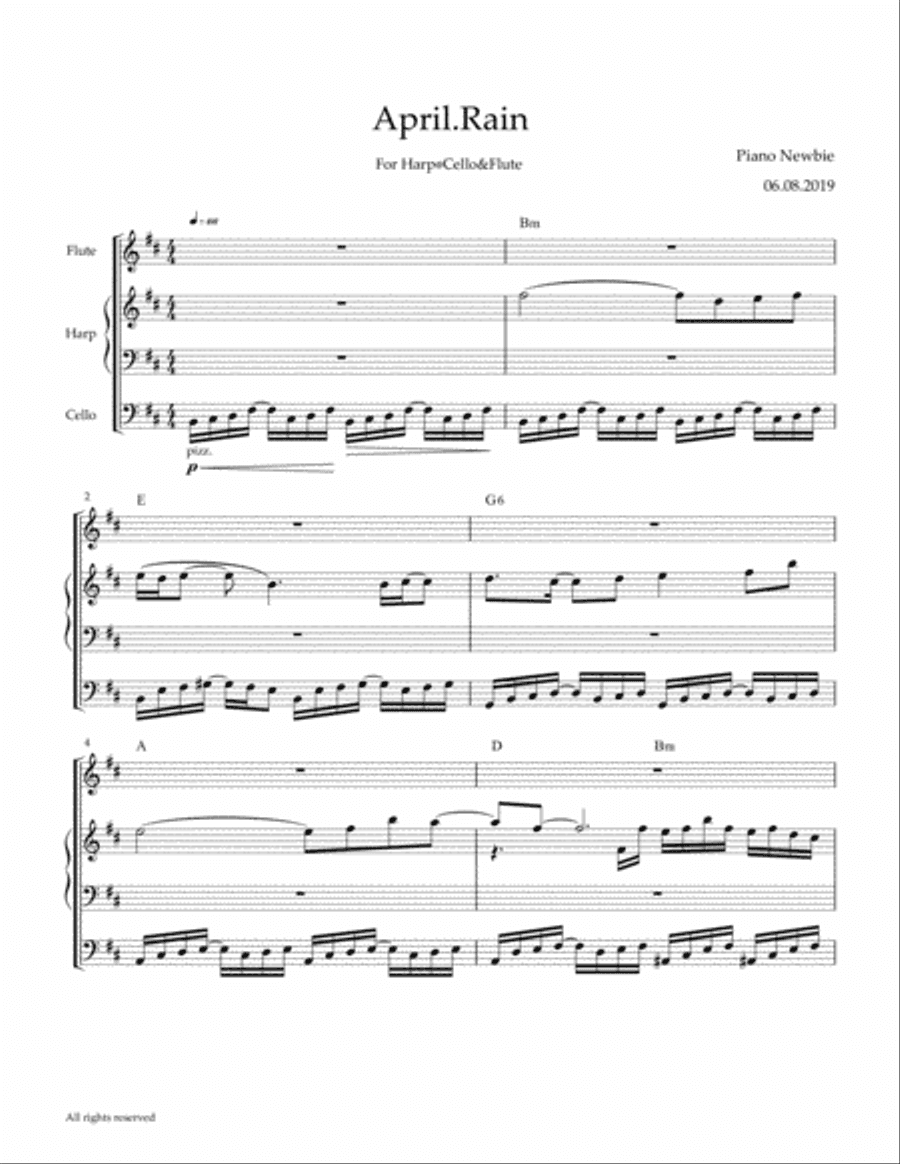 April Rain (for harp,cello and flute)