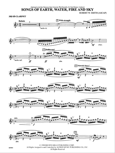 Songs of Earth, Water, Fire and Sky: 3rd B-flat Clarinet
