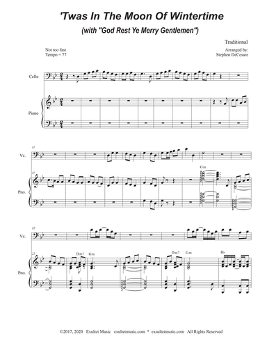'Twas In The Moon Of Wintertime (with "God Rest Ye Merry Gentlemen") (Cello solo and Piano)