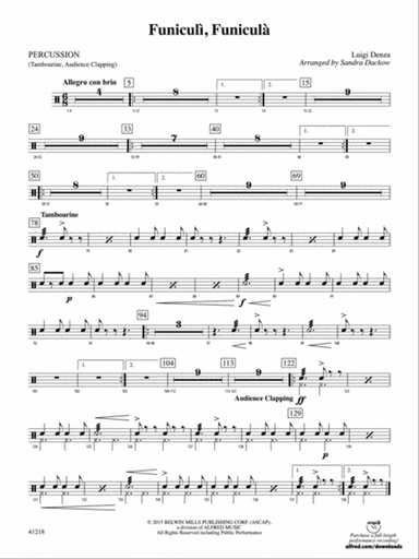 Funiculì, Funiculà: 1st Percussion