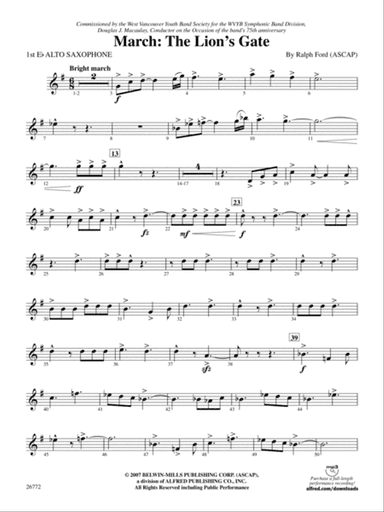March: The Lion's Gate (Movement 1 from Sea to Sky): E-flat Alto Saxophone