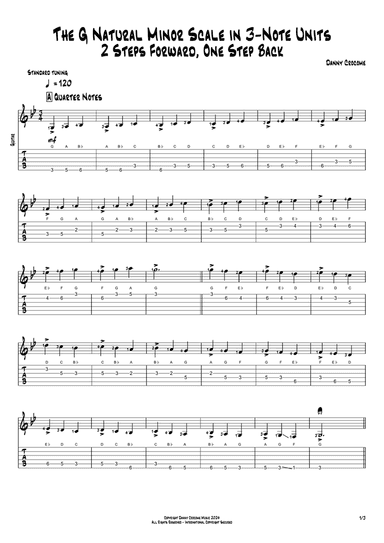 The G Natural Minor Scale in 3-Note Units (2 Steps Forward, One Step Back)