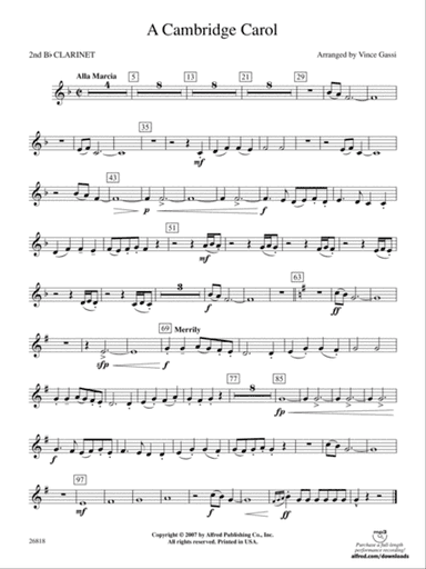 A Cambridge Carol: 2nd B-flat Clarinet
