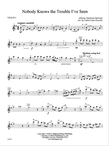 Nobody Knows the Trouble I've Seen: 1st Violin
