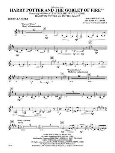 Harry Potter and the Goblet of Fire,™ Selections from: 2nd B-flat Clarinet
