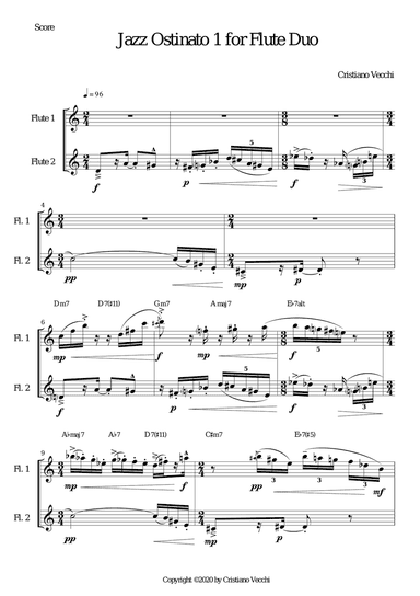 Jazz Ostinato 1 for Flute Duo
