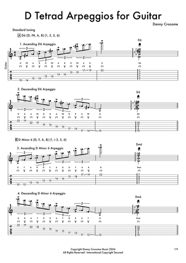 D Tetrad Arpeggios for Guitar