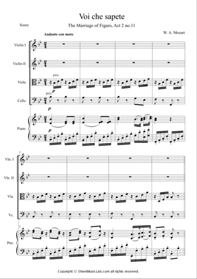 Voi che sapete (The Marriage of Figaro, Act 2 no.11)