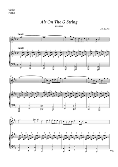 Bach - Air on The G String for Violin and Piano (Easy Arrangement)