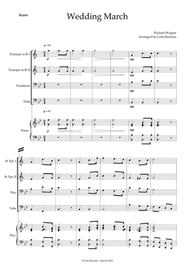 Wedding March (Wagner) Brass Quartet Piano