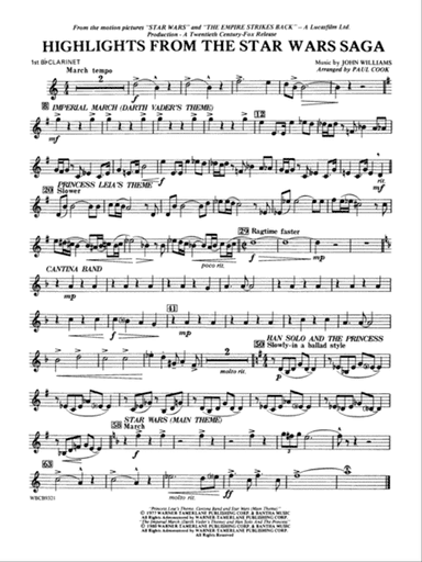 Highlights from the Star Wars Saga: 1st B-flat Clarinet