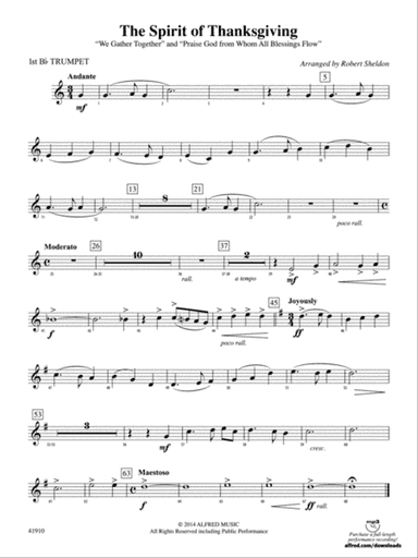 The Spirit of Thanksgiving: 1st B-flat Trumpet