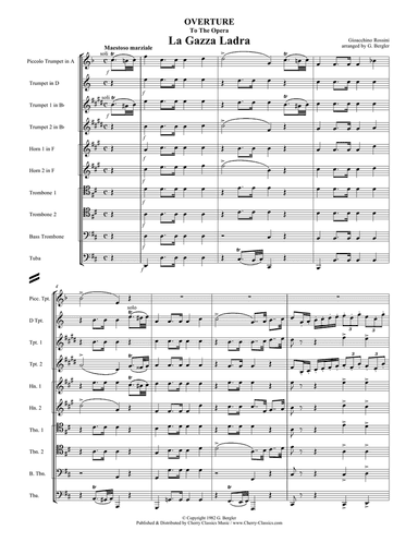Overture to "La Gazza Ladra" for 10-piece Brass Ensemble