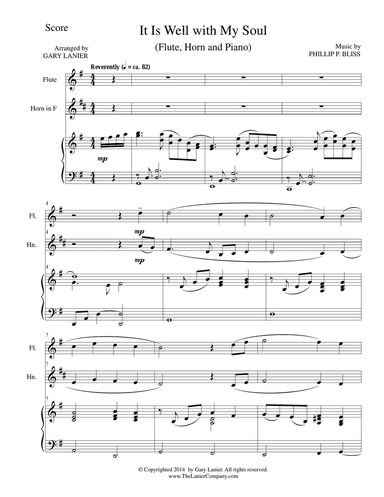 IT IS WELL WITH MY SOUL (Trio - Flute, Horn and Piano with Parts)