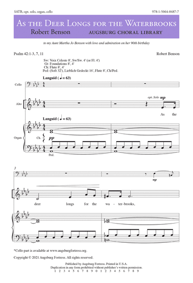 As the Deer Longs for the Waterbrooks