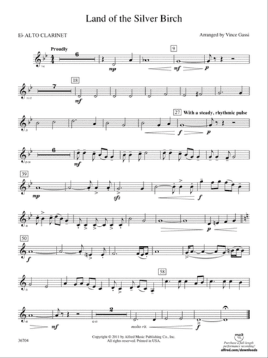 Land of the Silver Birch: (wp) E-flat Alto Clarinet
