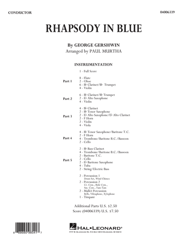 Rhapsody in Blue (arr. Paul Murtha) - Conductor Score (Full Score)