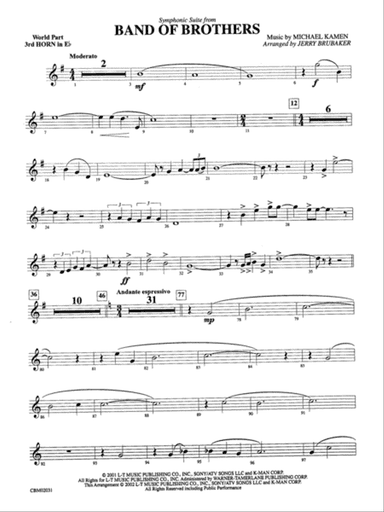 Band of Brothers, Symphonic Suite from: WP 3rd Horn in E-flat