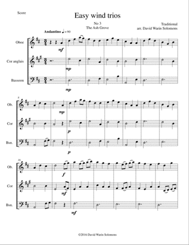 The Ash Grove (Llwyn Onn) for double-reed trio (oboe, cor anglais, bassoon)