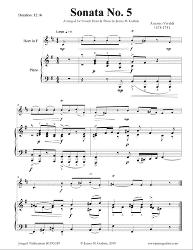 Vivaldi: Sonata No. 5 for French Horn & Piano