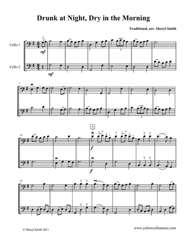 Drunk at Night, Dry in the Morning, a traditional Celtic song arranged for two cellos (cello duet)
