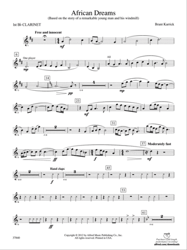 African Dreams: 1st B-flat Clarinet