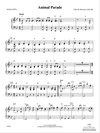 Animal Parade: Piano Accompaniment