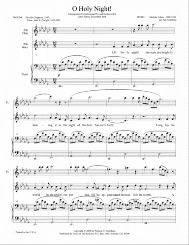 O Holy Night - for Alto Flute, Soprano voice and Piano