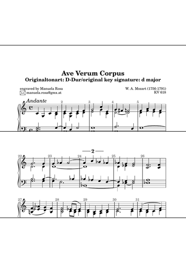 Ave Verum Corpus for Organ/Piano (Mozart)