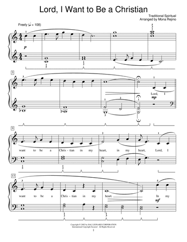 Lord, I Want To Be A Christian (arr. Mona Rejino)