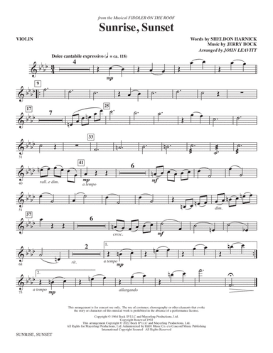 Sunrise, Sunset (from Fiddler On The Roof) (arr. John Leavitt) - Violin