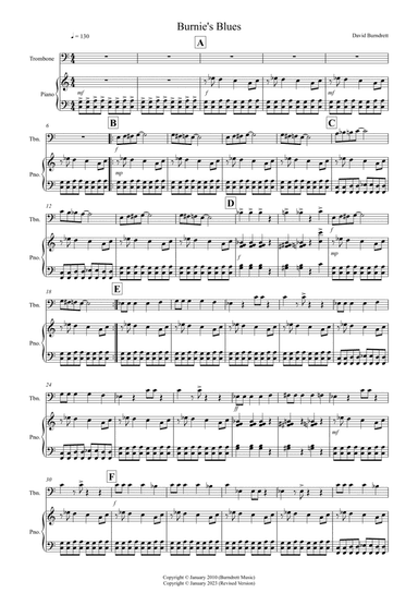 Burnie's Blues for Trombone and Piano