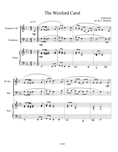 The Wexford Carol (Trumpet and Trombone Duet with Piano Accompaniment)
