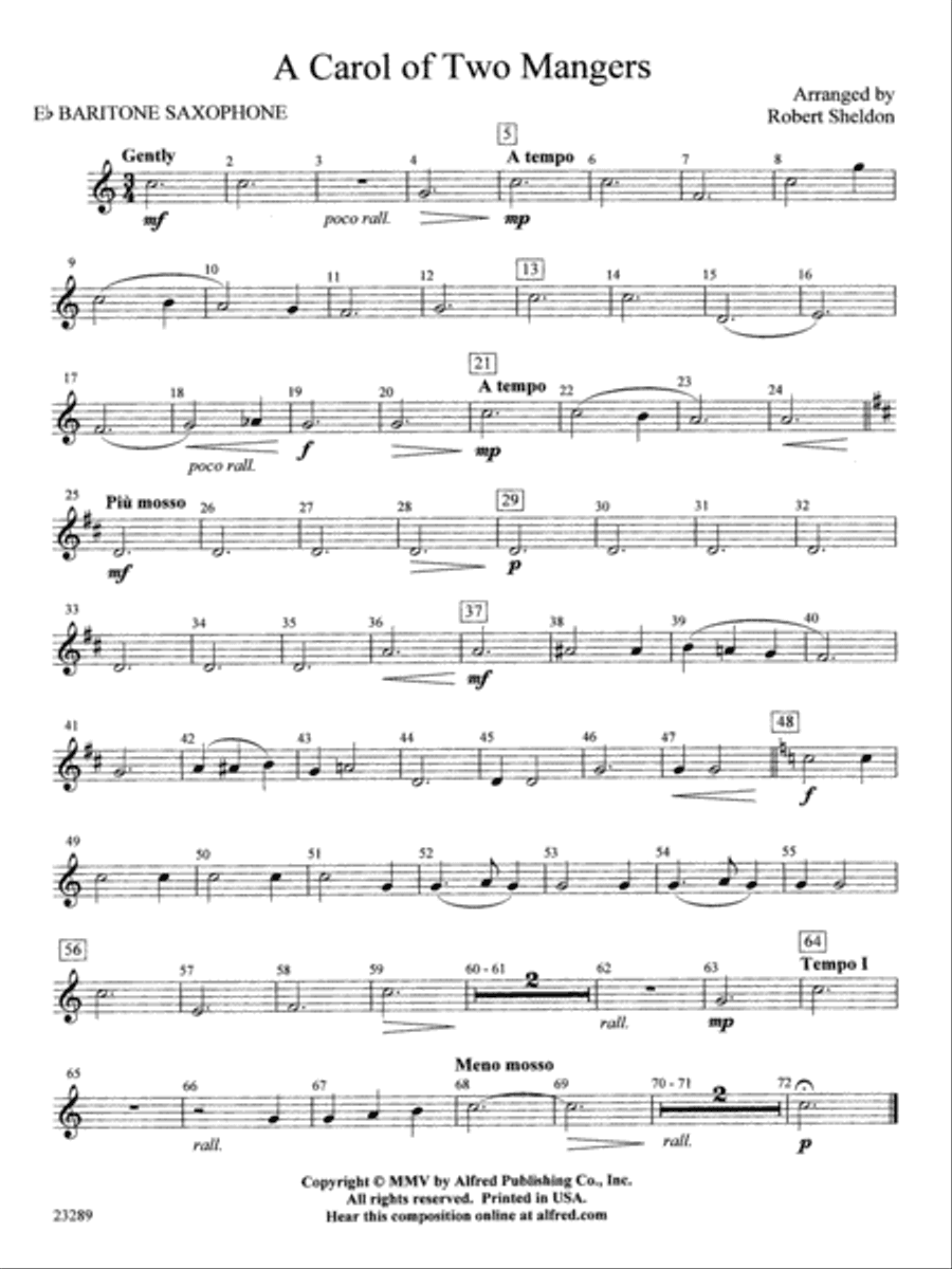A Carol of Two Mangers: E-flat Baritone Saxophone
