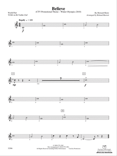 Believe (Winter Olympics 2010): (wp) B-flat Tuba T.C.