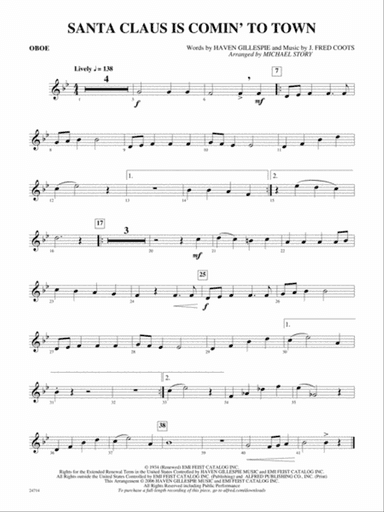 Santa Claus Is Comin' to Town: Oboe
