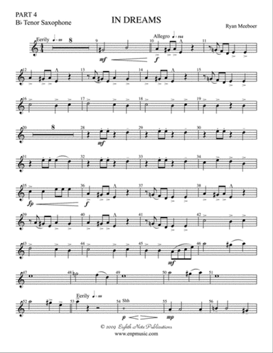 In Dreams: Part 4 Bb Tenor Sax