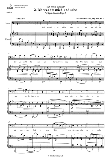 Ich wandte mich, Op. 121 No. 2 (Original key. G minor)