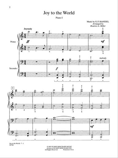 Joy to the World - Piano Quartet (2 Pianos, 8 Hands)