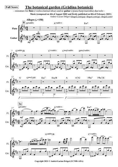The botanical garden (Grădina botanică) - miniature for flute (/violin/clarinet/oboe) and/or guita