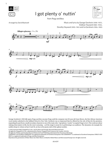 I got plenty o' nuttin' (Grade 3, C1, from the ABRSM Violin Syllabus from 2024)