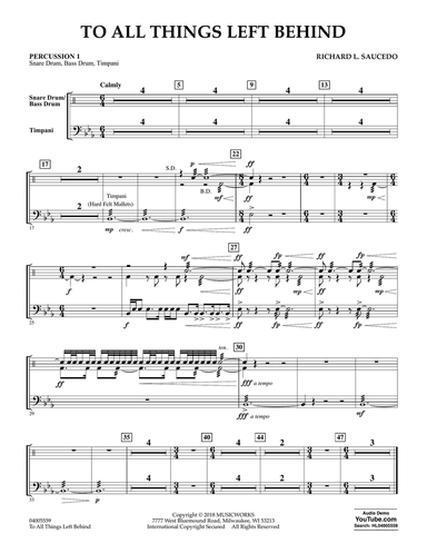 To All Things Left Behind - Percussion 1